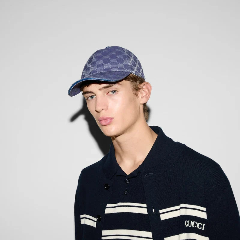 CASQUETTE EN TOILE GG Bleu gris