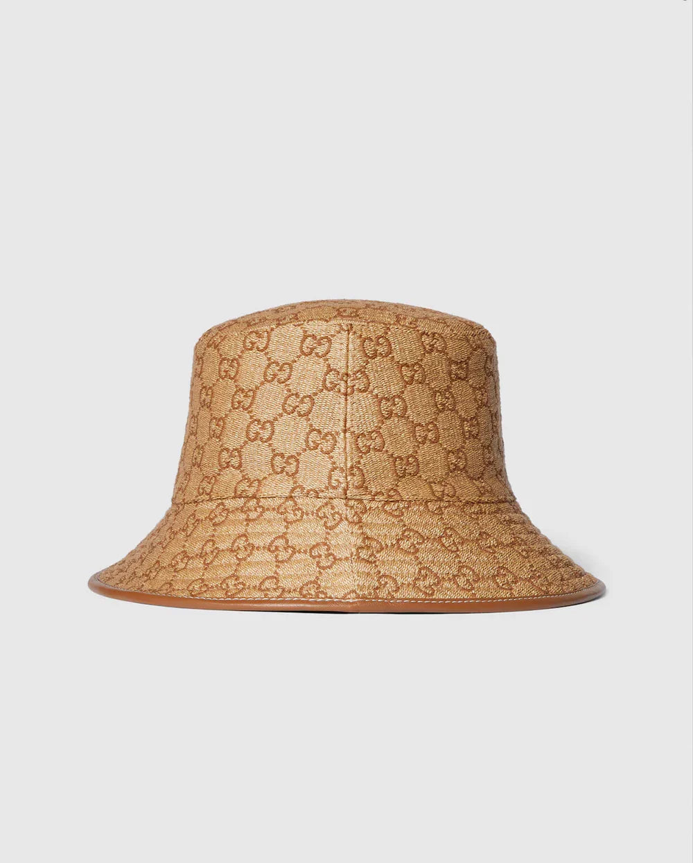 Chapeau seau en paille GG