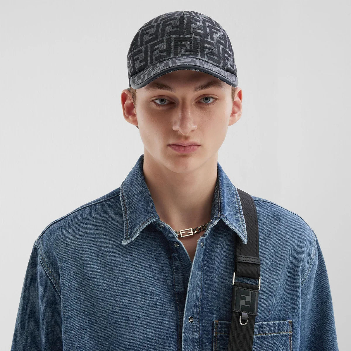 Casquette de baseball en tissu jacquard FF bleu