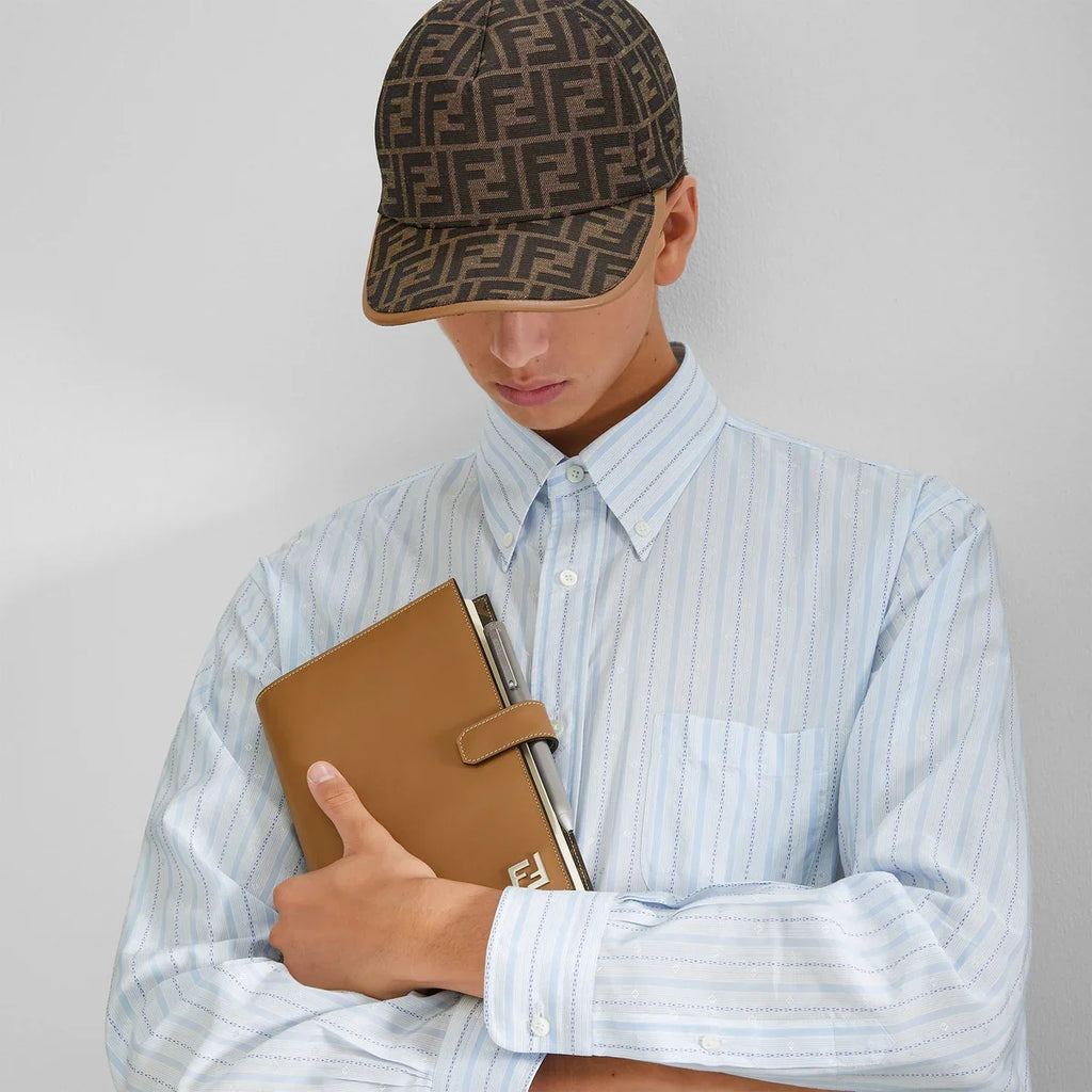 Casquette de baseball en tissu jacquard FF brun